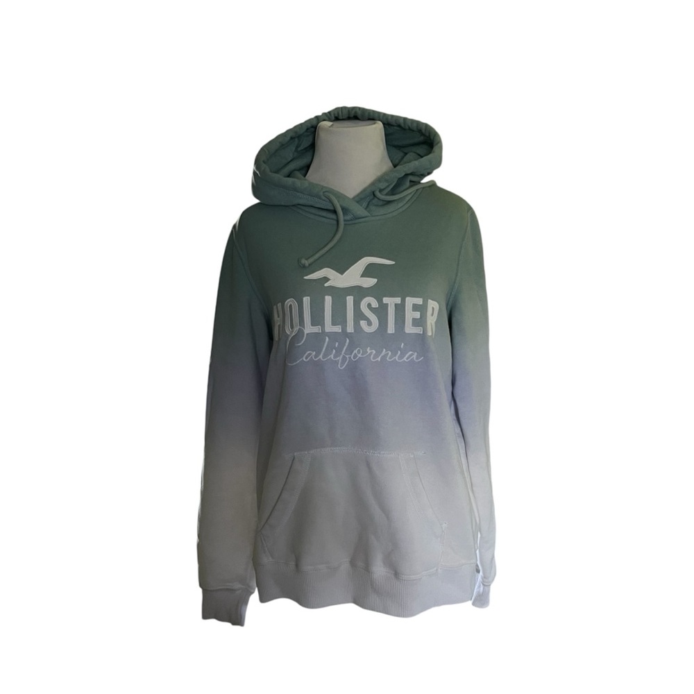 Hollister unisex  Ombre Green and Gray Hoodie size M preppy